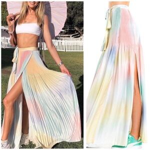 NEW Wildfox Pastel Rainbow Maxi Wrap Skirt | M